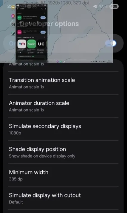 Secondary display on and overalyed on my phone